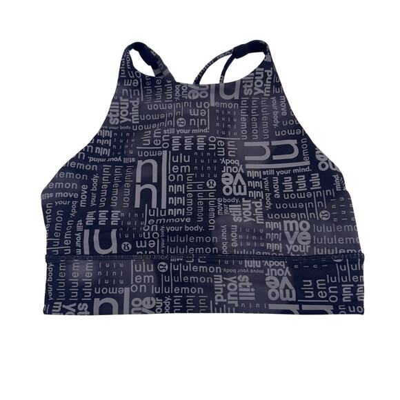 Lululemon Logo Energy Sports Bra High  Neck  Long  Line Black  sz 8 - Picture 1 of 6